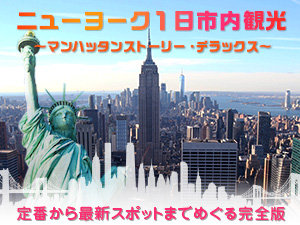 リバティー島に上陸、自由の女神とニューヨーク1日市内観光＋展望台チケット付き