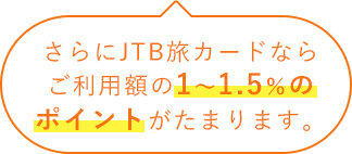 さらにJTB旅カードならご利用金額の1～1.5％のポイントがたまります。