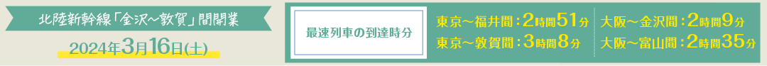 北陸新幹線「金沢～敦賀」間開業