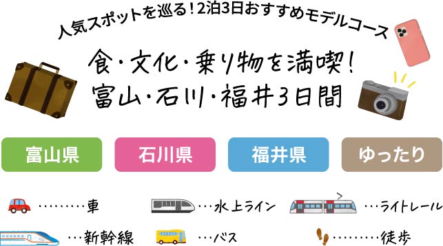 食・文化・乗り物を満喫！富山・石川・福井3日間