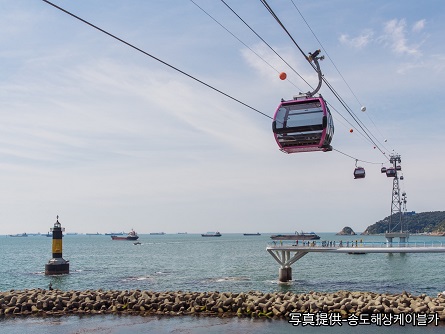 松島海上ケーブルカーに乗って釜山の絶景を望む