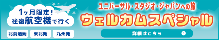 1ヶ月限定！往復航空機で行く ウェルカムスペシャル